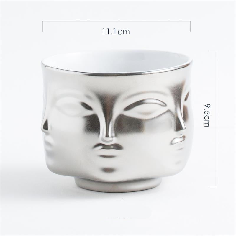 Nordic style Ceramic vase face design Ceramic vase home decor accessories tools Black White Gold plant pot flower pot