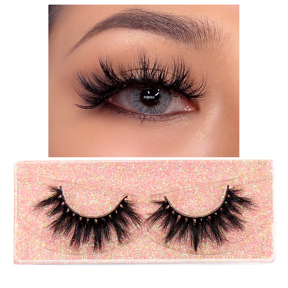 FOXESJI 3D Mink Lashes Makeup False Eyelashes Fluffy Thick Cross Cruelty free Natural Mink Eyelashes Eyelash Extension Lashes