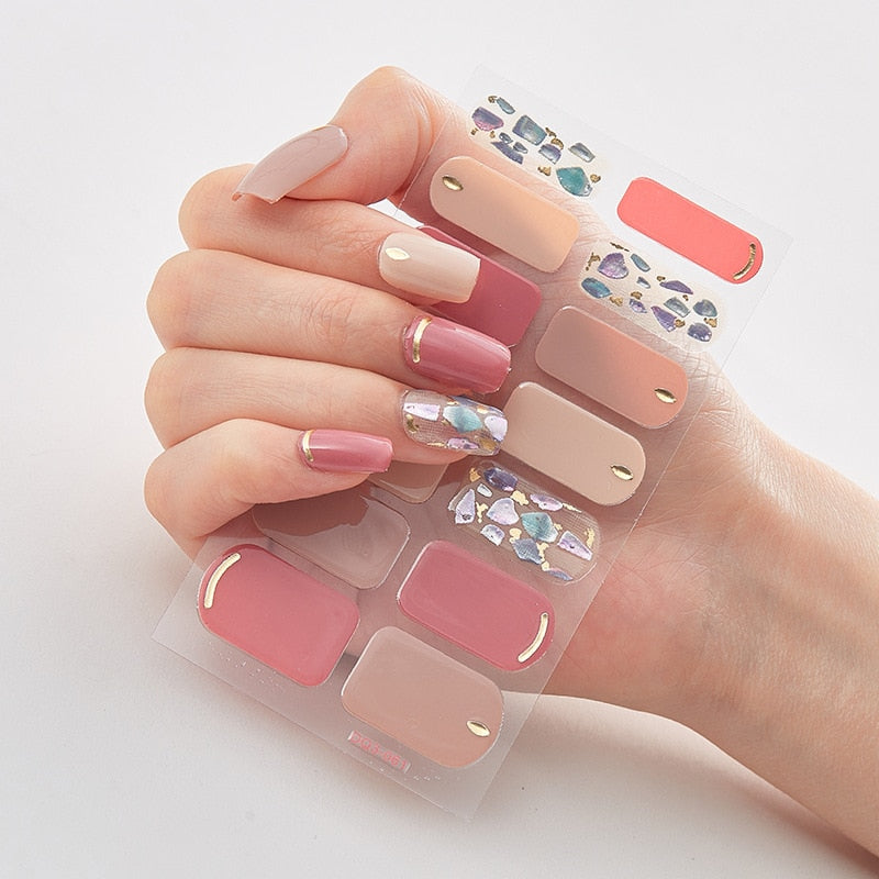 Four Sorts 0f Nail Stickers Nails Art Decoration Manicure Shiny Nail Decoration Decals Plain Stickers Nail Accesoires Women