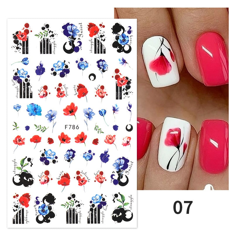 1PC Heart Love Design 3D Nail Sticker English Letter stickers Face Pattern Trasnfer Sliders Valentine&#39;s Day Nail Art Decoration