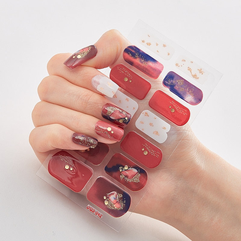 Four Sorts 0f Nail Stickers Nails Art Decoration Manicure Shiny Nail Decoration Decals Plain Stickers Nail Accesoires Women