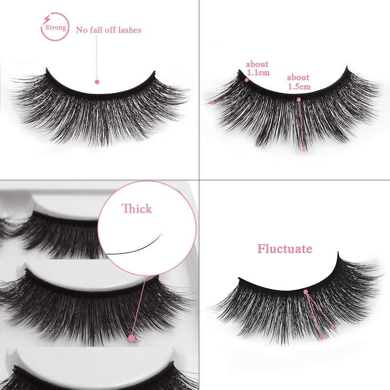 5 Pairs Mink EyeLashes 3D False Lashes winged Thick Makeup EyeLash Dramatic Lashes Natural fake eyelashes Soft mink Lashes G800