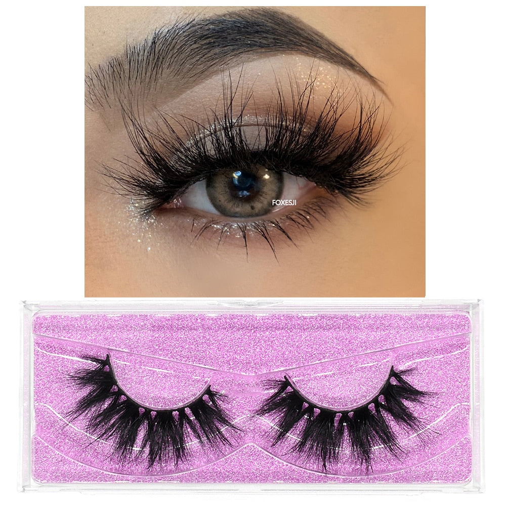 FOXESJI 3D Mink Lashes Makeup False Eyelashes Fluffy Thick Cross Cruelty free Natural Mink Eyelashes Eyelash Extension Lashes