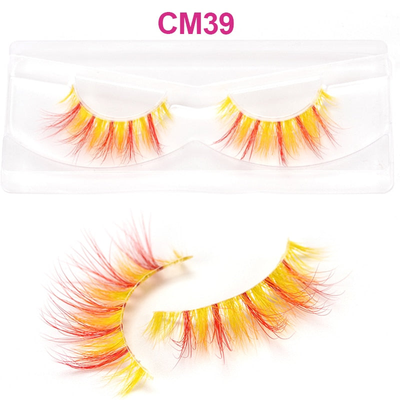 OKAYLASH 3D 6D False Colored Eyelashes Natural Real Mink fluffy Style  Eye lash Extension Makeup Cosplay Colorful Eyelash