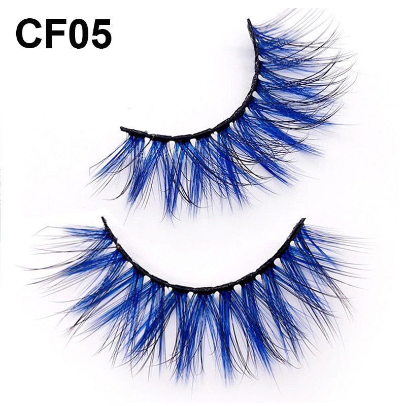 OKAYLASH 3D 6D False Colored Eyelashes Natural Real Mink fluffy Style  Eye lash Extension Makeup Cosplay Colorful Eyelash