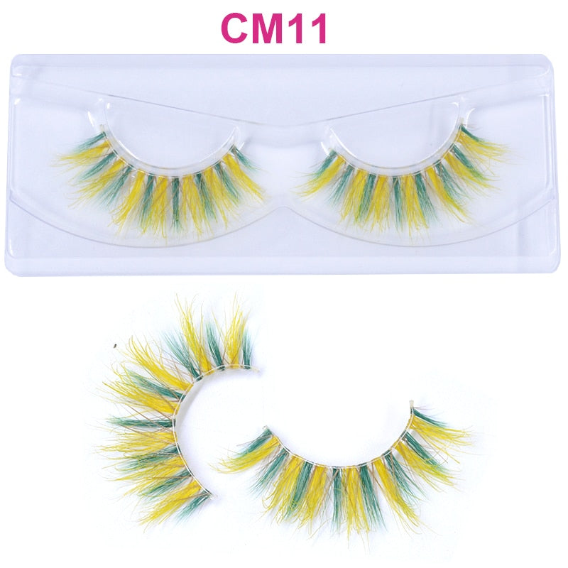 OKAYLASH 3D 6D False Colored Eyelashes Natural Real Mink fluffy Style  Eye lash Extension Makeup Cosplay Colorful Eyelash