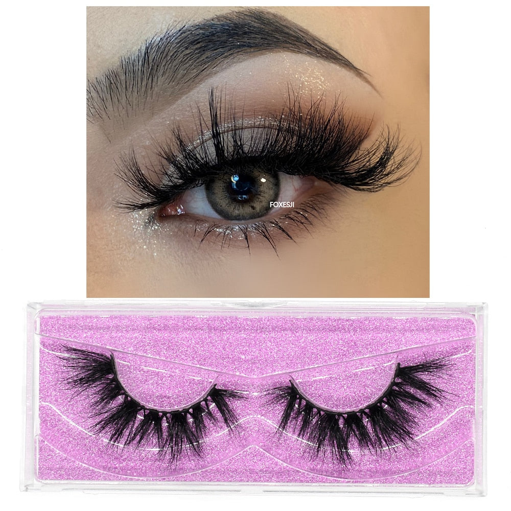 FOXESJI 3D Mink Lashes Makeup False Eyelashes Fluffy Thick Cross Cruelty free Natural Mink Eyelashes Eyelash Extension Lashes