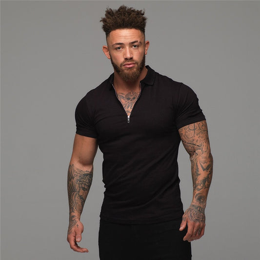 Muscleguys Man Fashion Polo Shirt Casual Fashion Plain Color Short Sleeve High Quality Slim Polo Shirt Men Fitness Polo homme