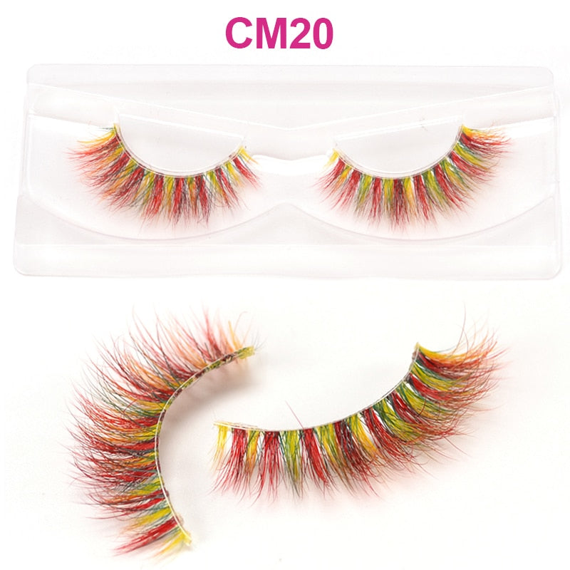 OKAYLASH 3D 6D False Colored Eyelashes Natural Real Mink fluffy Style  Eye lash Extension Makeup Cosplay Colorful Eyelash