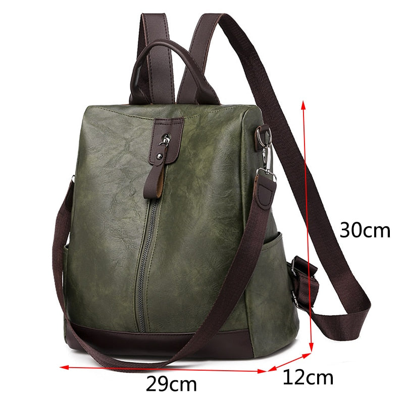 2021 New Multifunction Backpack Women PU Leather Backpack Large Capacity School Bags for Girls Fashion Female Bagpack Mochila