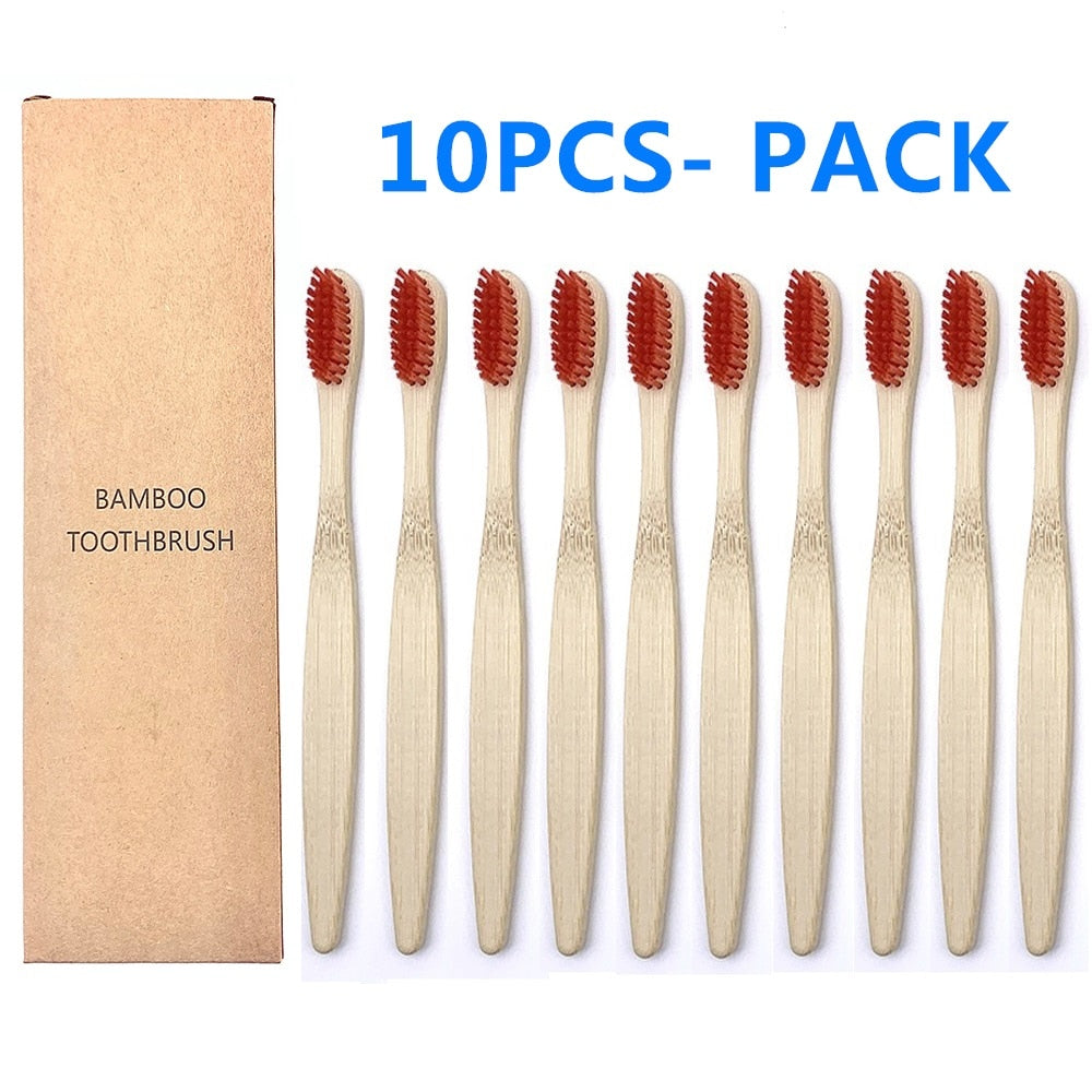 10PCS Biodegradable Bamboo Toothbrush Teeth Colorful Bristle Natural Bamboo Tooth brush Dental Eco Bambou Toothbrushes