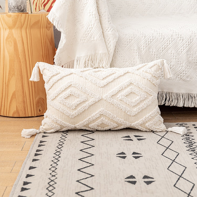 Cushion Cover 45x45cm/30x50cm Cotton pillow cover Ivory Loop Tufted for Home decoration Netural Living Room Bedroom