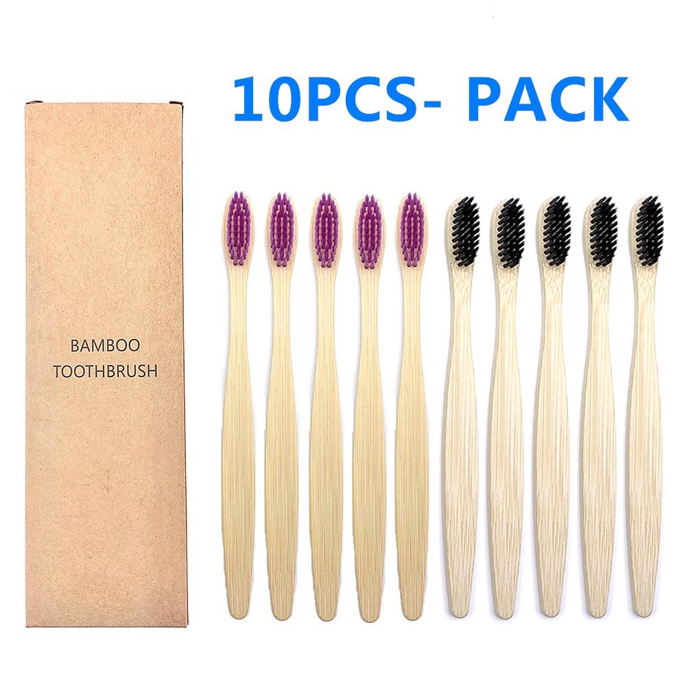 10PCS Biodegradable Bamboo Toothbrush Teeth Colorful Bristle Natural Bamboo Tooth brush Dental Eco Bambou Toothbrushes