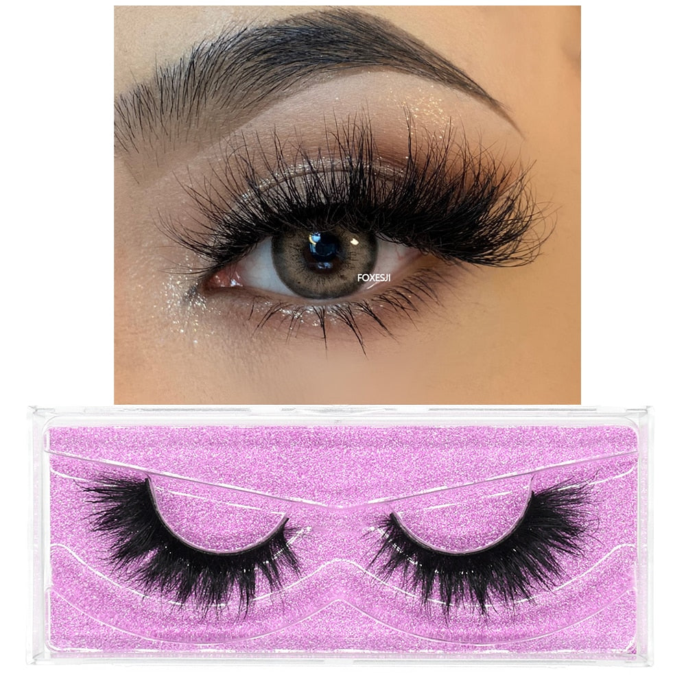 FOXESJI 3D Mink Lashes Makeup False Eyelashes Fluffy Thick Cross Cruelty free Natural Mink Eyelashes Eyelash Extension Lashes