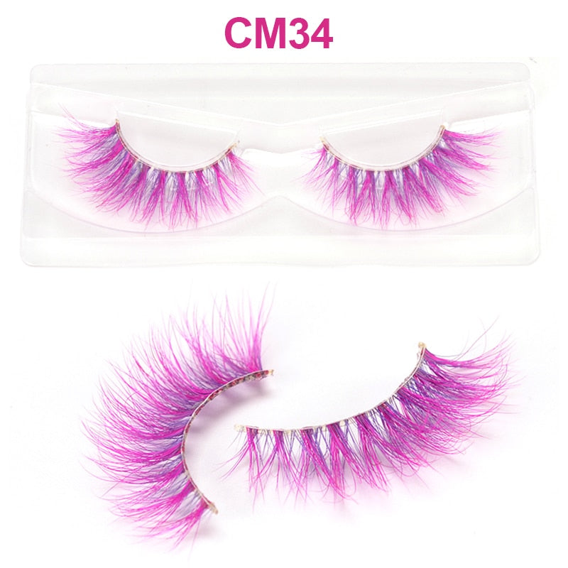 OKAYLASH 3D 6D False Colored Eyelashes Natural Real Mink fluffy Style  Eye lash Extension Makeup Cosplay Colorful Eyelash