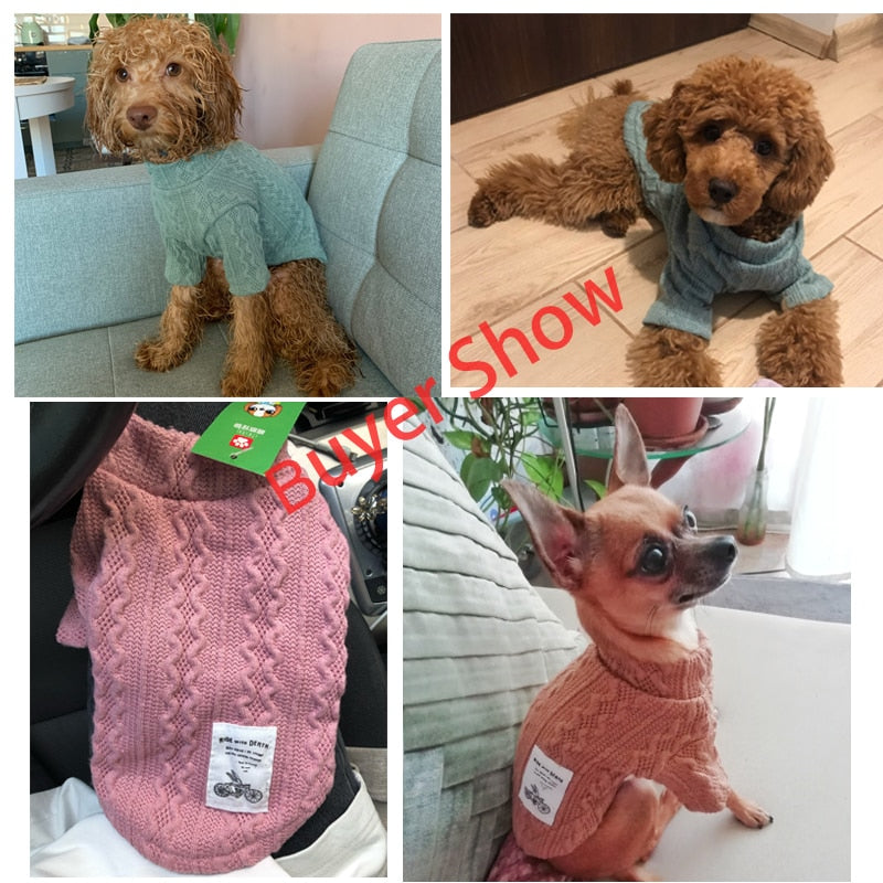 Classic Solid Dachshund Sweater Winter Warm Clothes for Small Dogs Chihuahua Jumper Knitted Crochet Small Dog Jersey Cat Costume