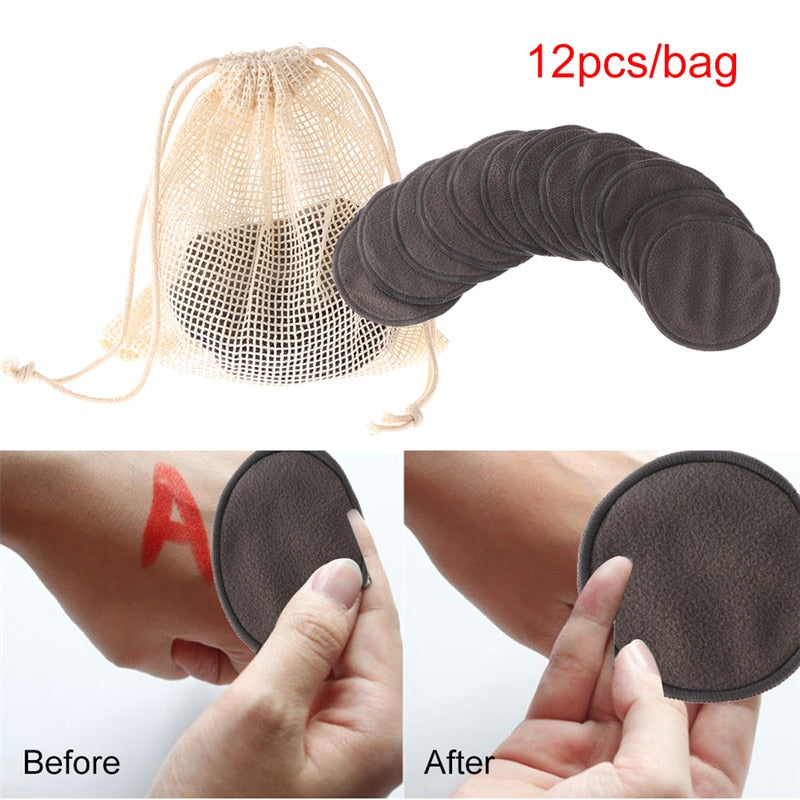 12PCS/SET Bamboo Fiber Reusable Rounds Facial Pads