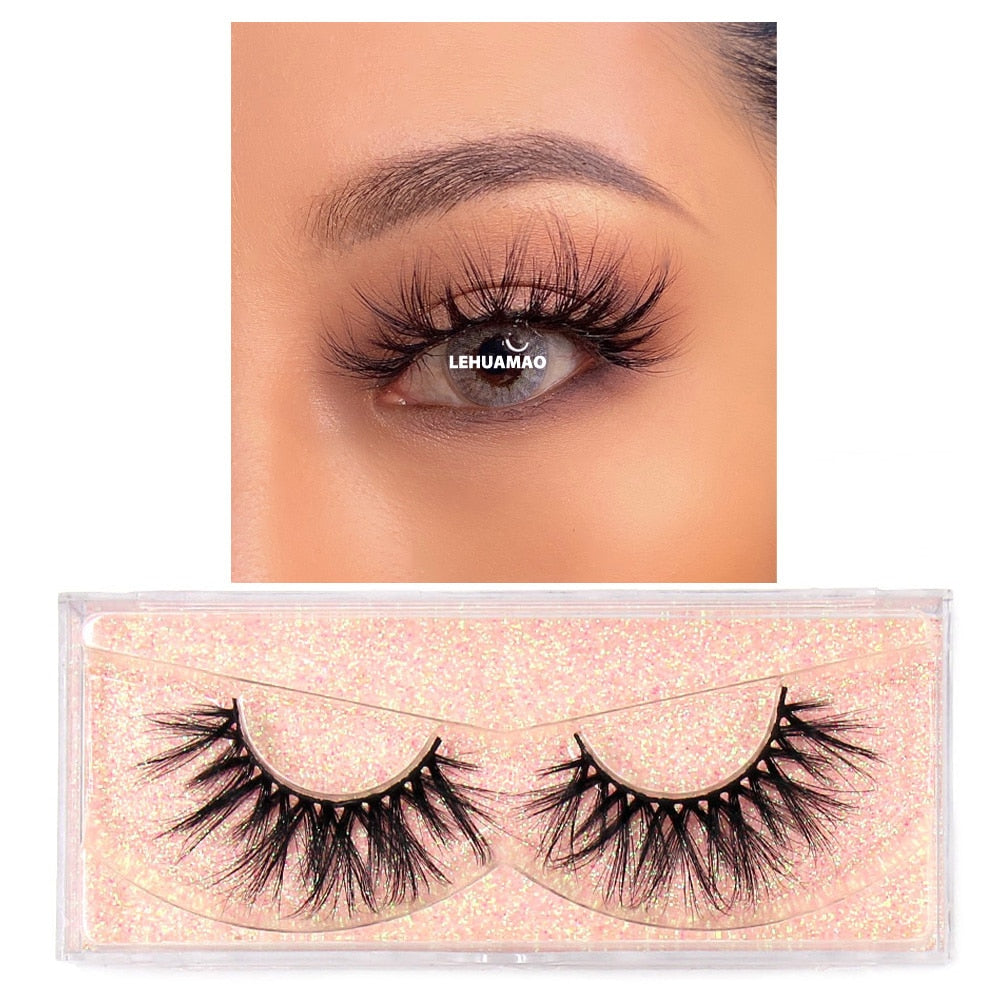 LEHUAMAO Makeup Mink eyelashes Soft fake lashes makeup kit Mink Lashes extension mink eyelashes Handmade Reusable Eyelashes