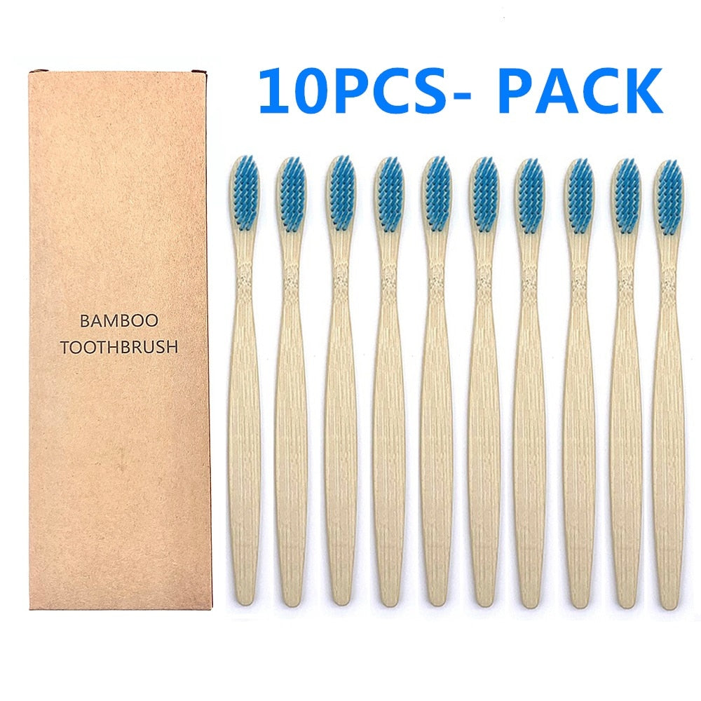 10PCS Biodegradable Bamboo Toothbrush Teeth Colorful Bristle Natural Bamboo Tooth brush Dental Eco Bambou Toothbrushes