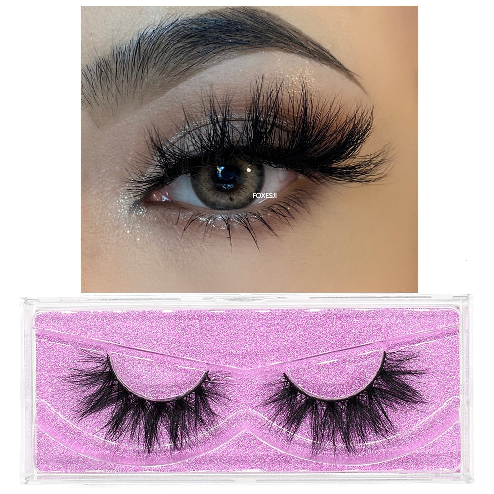 FOXESJI 3D Mink Lashes Makeup False Eyelashes Fluffy Thick Cross Cruelty free Natural Mink Eyelashes Eyelash Extension Lashes