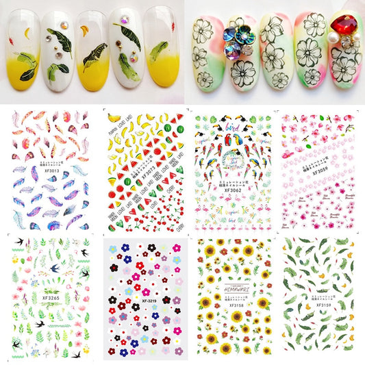 1pc Summer Fruit Strawberry Leaf Flower Flamingo Butterfly Stickers For Nails Water Transfer Watermark Beauty Nail Art Decals