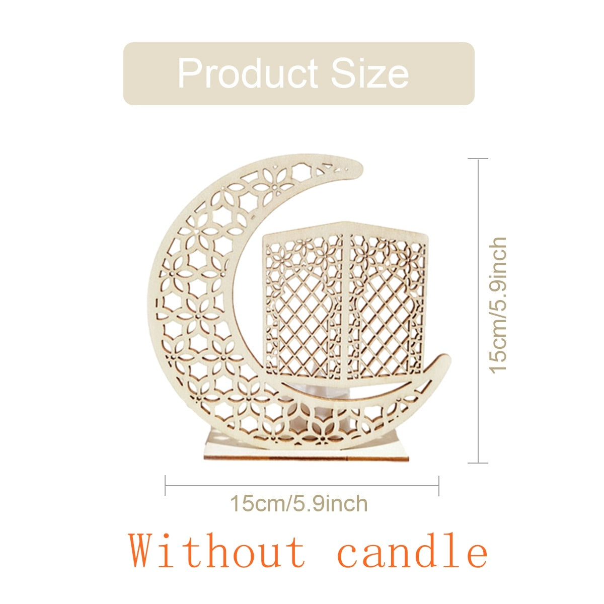 HUIRAN EID Wooden Candle Holder Eid Mubarak Ramadan Decoration For Home Ramadan Kareem Muslim Islamic Festival Party DIY Decor