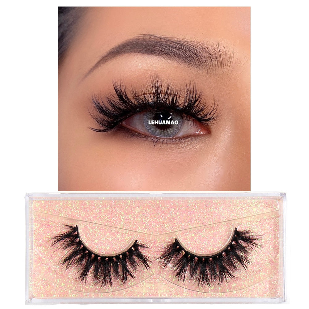 LEHUAMAO Makeup Mink eyelashes Soft fake lashes makeup kit Mink Lashes extension mink eyelashes Handmade Reusable Eyelashes