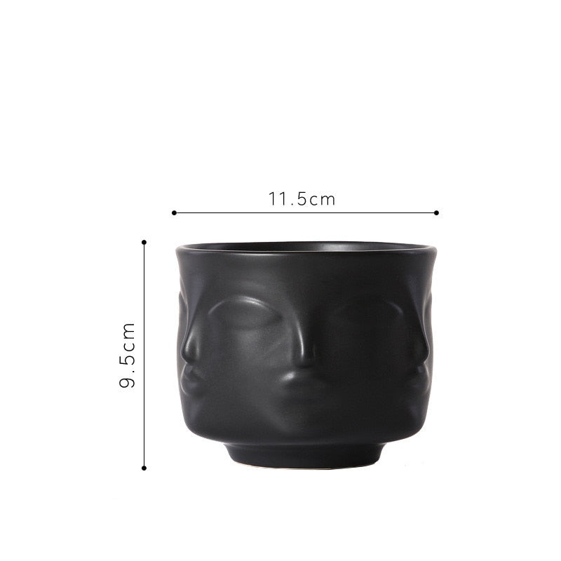 Nordic style Ceramic vase face design Ceramic vase home decor accessories tools Black White Gold plant pot flower pot