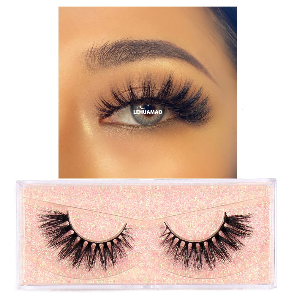 LEHUAMAO Makeup Mink eyelashes Soft fake lashes makeup kit Mink Lashes extension mink eyelashes Handmade Reusable Eyelashes