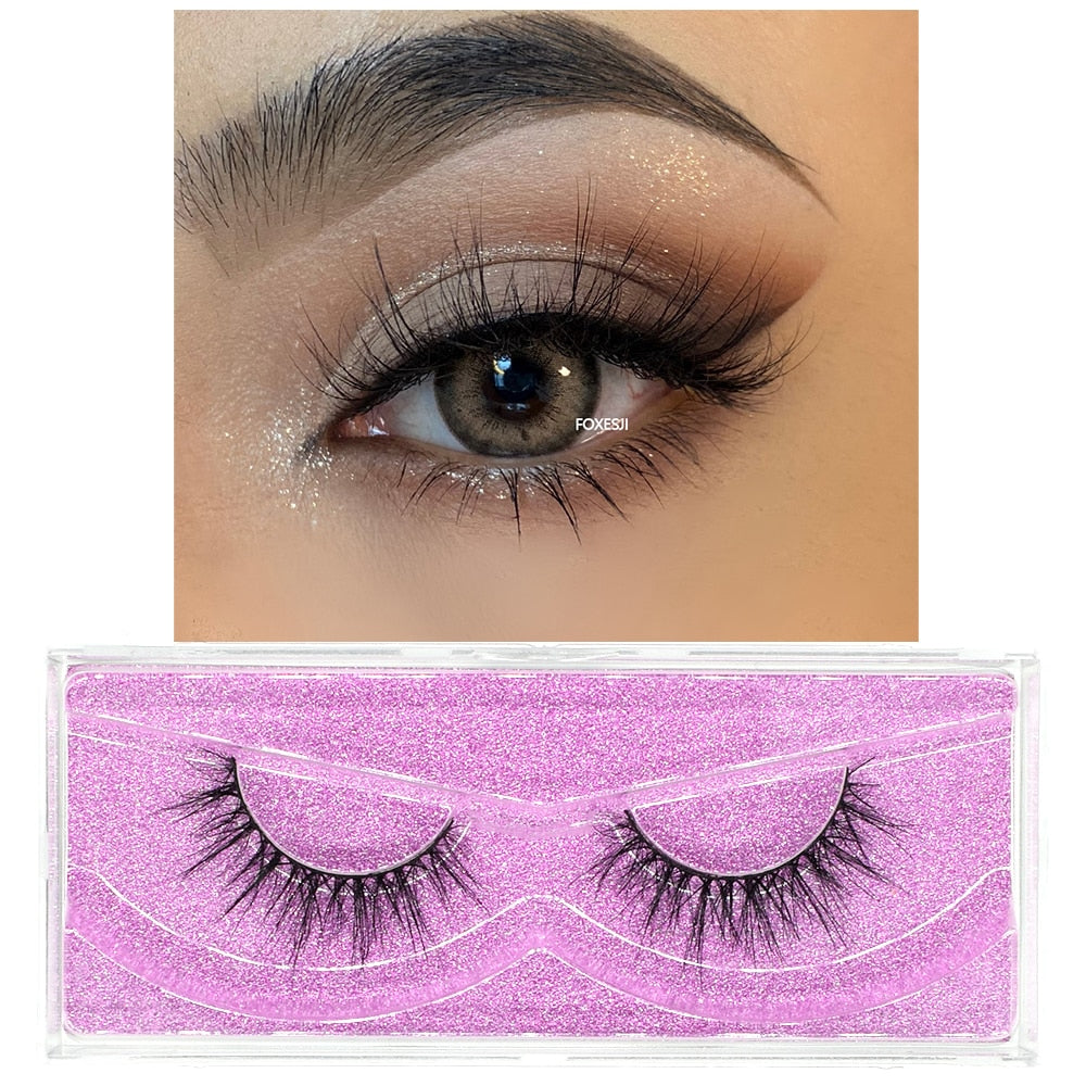 FOXESJI 3D Mink Lashes Makeup False Eyelashes Fluffy Thick Cross Cruelty free Natural Mink Eyelashes Eyelash Extension Lashes