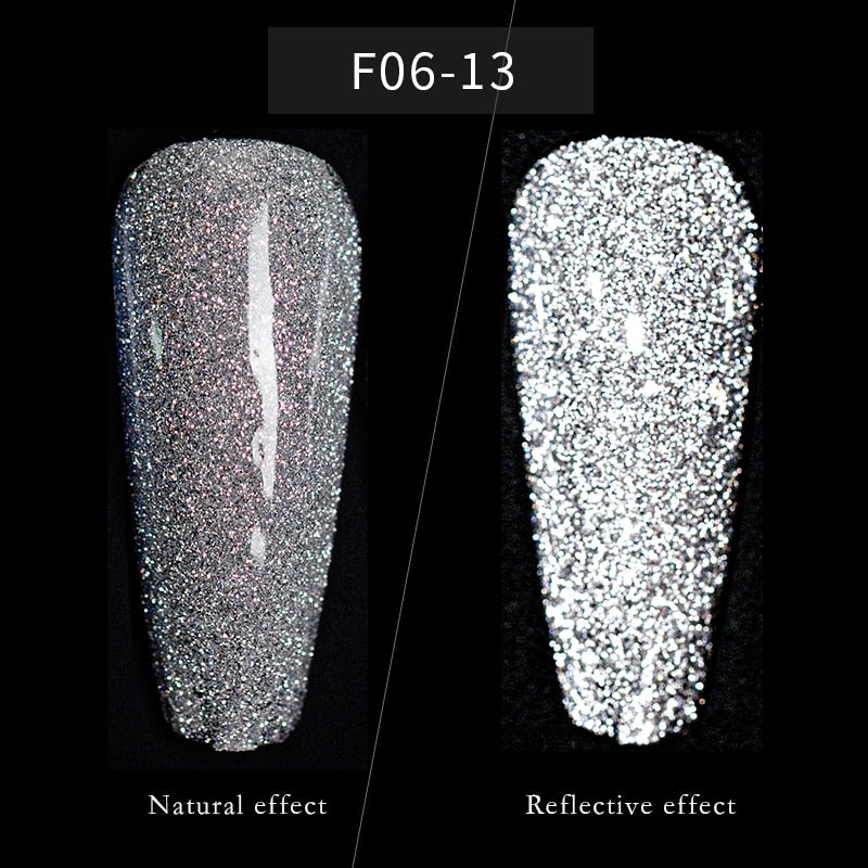 Vendeeni 15ml Glitter Chips Diamond Gel Nail Polish Sparkling Laser Nail Art Gel Varnish UV LED Soak Off Gel Lacquer 15 Colors