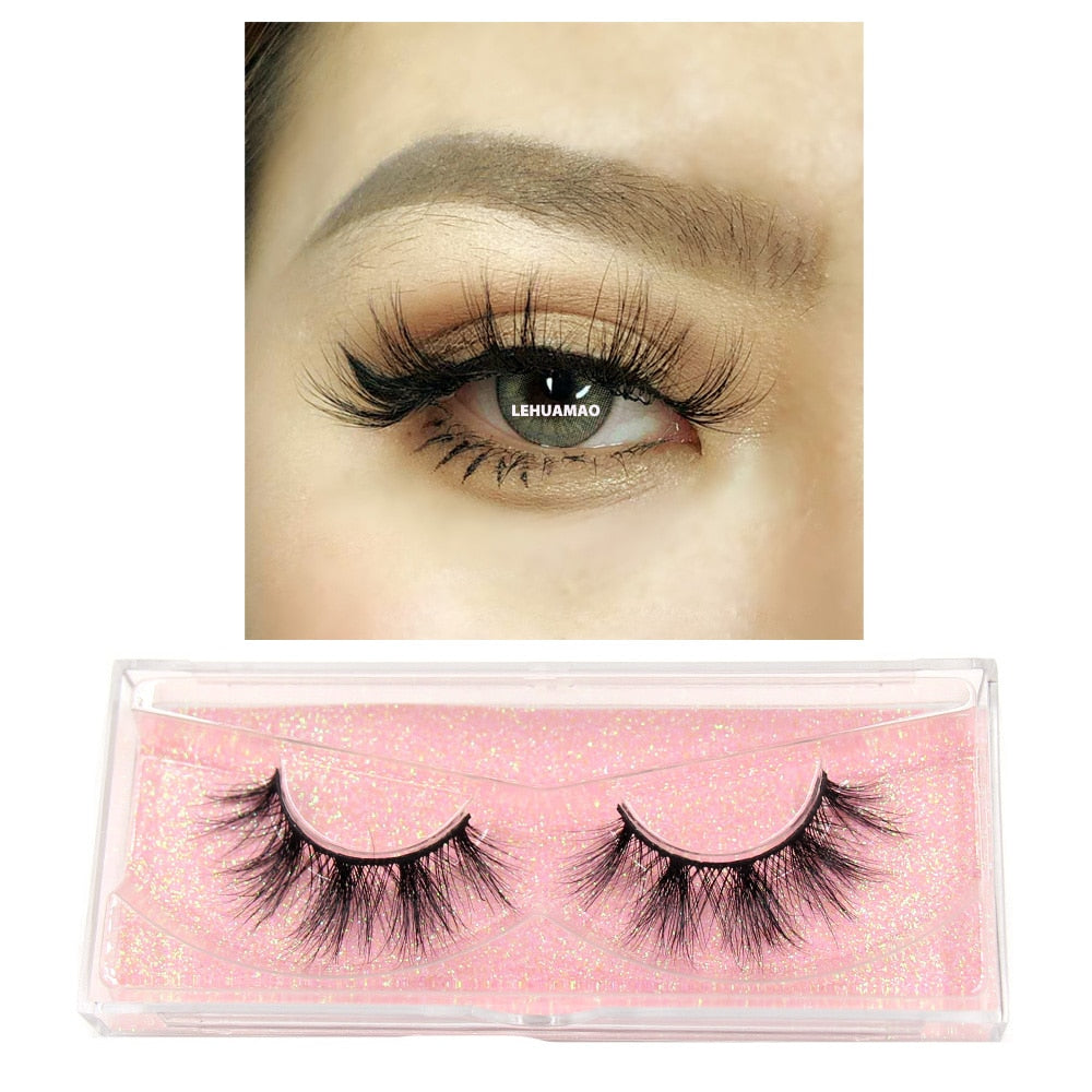 LEHUAMAO Makeup Mink eyelashes Soft fake lashes makeup kit Mink Lashes extension mink eyelashes Handmade Reusable Eyelashes