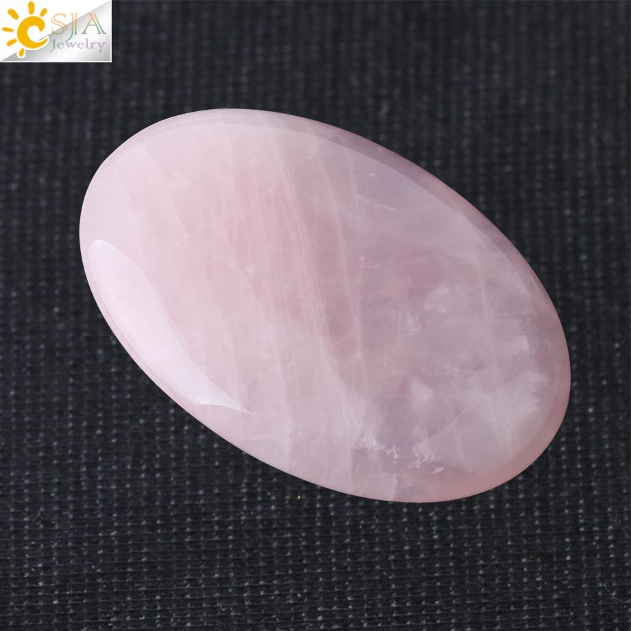 CSJA Natural Stone Thumb Massage Scraping Plate Healing Beads Purple Crystal Pink Quartz Body Care Tool Women Men Jewellery G030