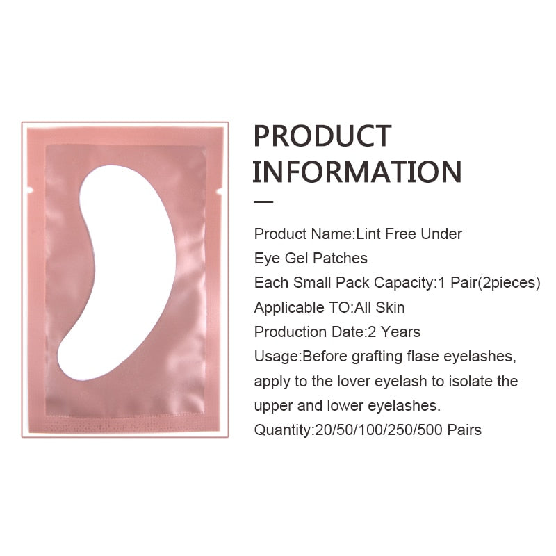 50/100 Pairs/Lot Patches for Eyelash Extension Under Eye Pads Paper Patches Pink Lint free Stickers for False Eyelashes