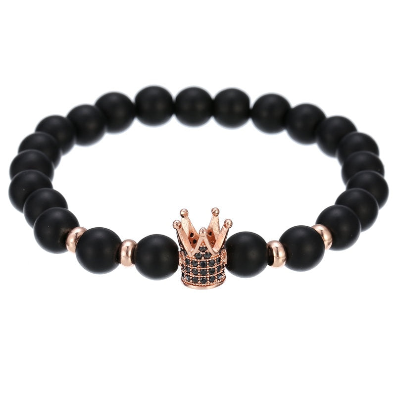 Micro CZ King crown charm bracelet