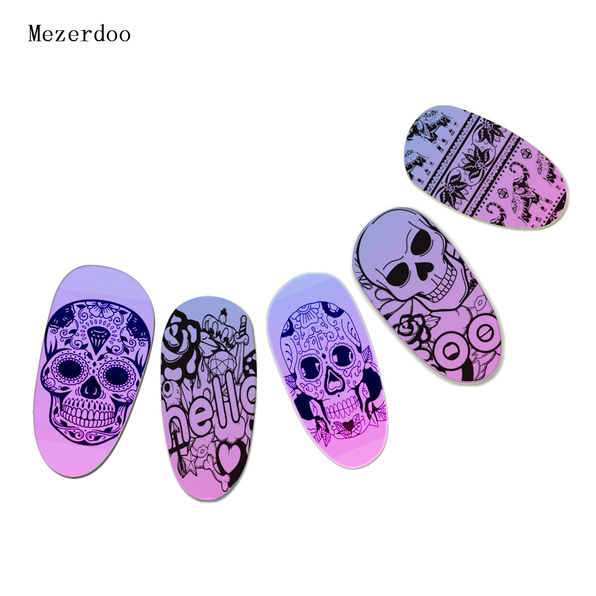 1Pcs Spider Web Nail Stamping Plate Skull Rose Pattern Rectangle Nail Art Stamp Stamping Template Image Plate Stencil Mezerdoo32