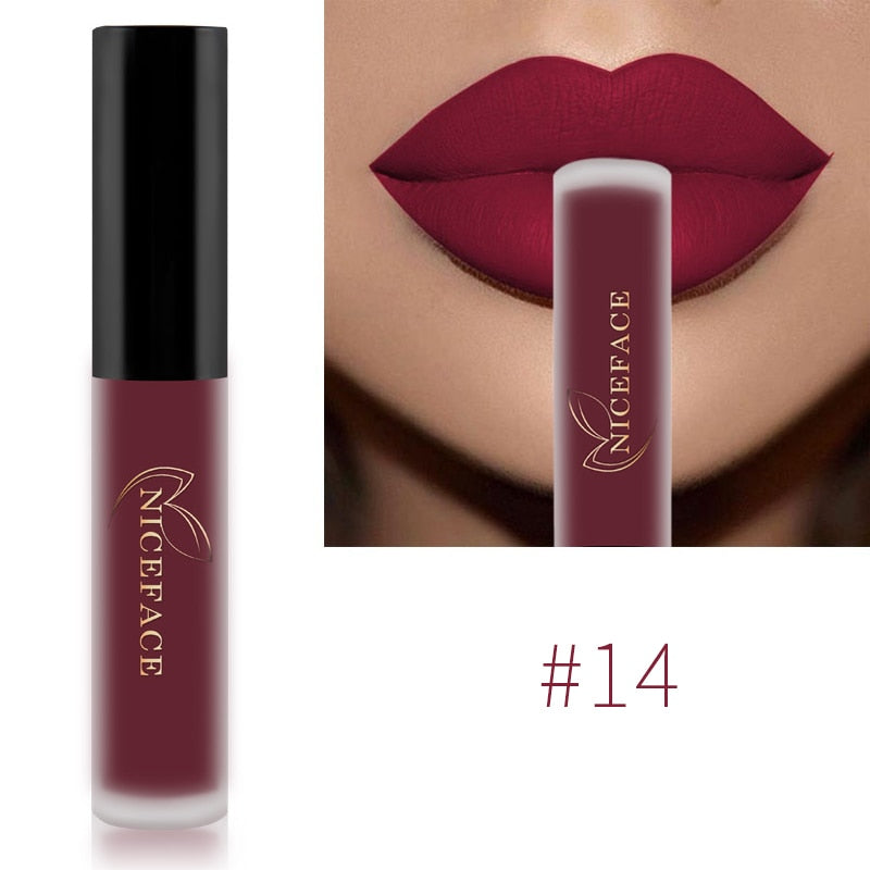 NICEFACE Lip Gloss Nude Matte Liquid Lipstick Long Lasting Lipgloss Waterproof Lip Glace Black Lipstick Lip Tint Free Shipping