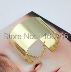 KMVEXO 2020 Fashion Metallic Gold Color Chained Wide Bracelets Bangles for Women Men Jewelry Cuff Bracelets