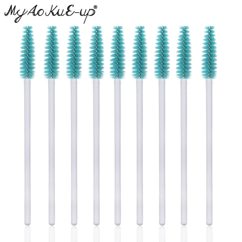 50pcs Eyelash Brushes Eyebrow Microbrush For Mascara Wand Soft Head Eyelashes Cosmetics Applicator Lash Extension Makeup Brushes