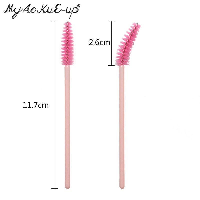 50pcs Eyelash Brushes Eyebrow Microbrush For Mascara Wand Soft Head Eyelashes Cosmetics Applicator Lash Extension Makeup Brushes