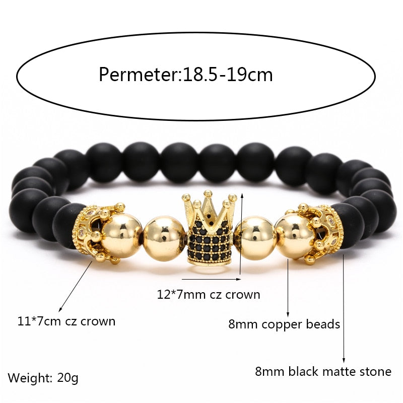 Micro CZ King crown charm bracelet