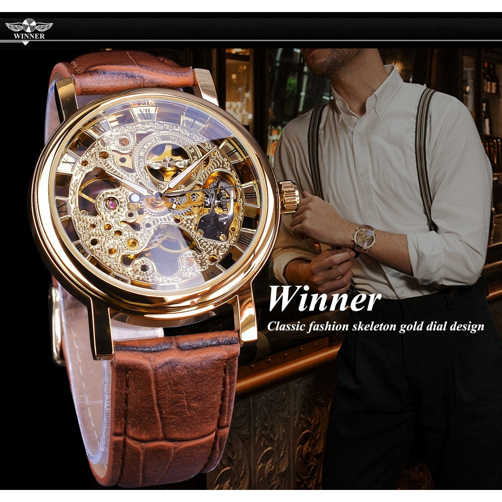 Transparent Golden Case Luxury Men's Watch