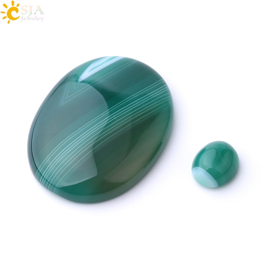 CSJA Natural Stone Oval Green Veins Agates Cabochons for Woman Men Jewelry Making Loose Beads DIY Ring Pendant Random Color F786