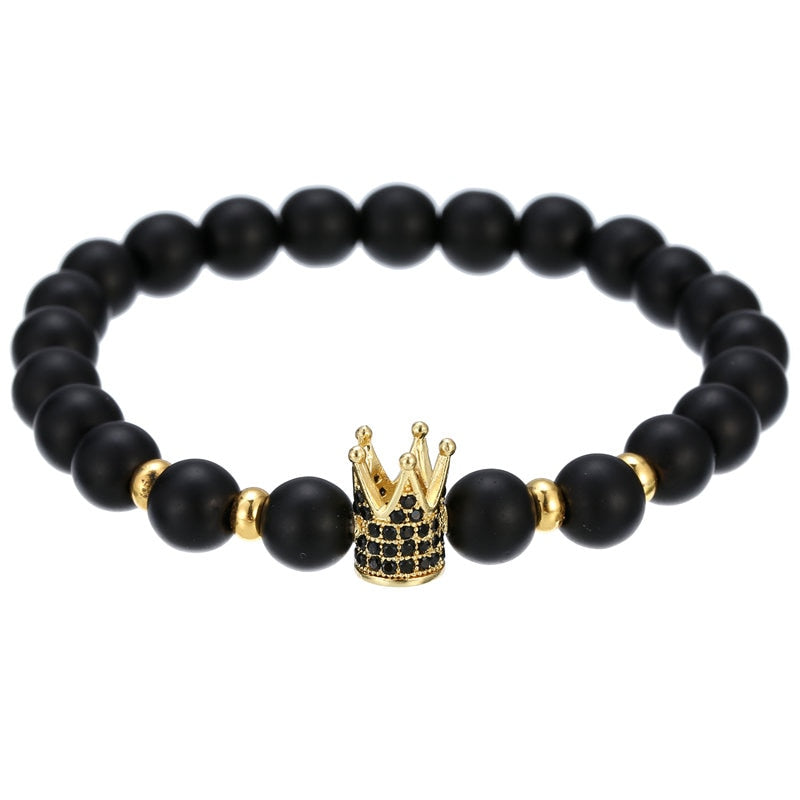 Micro CZ King crown charm bracelet