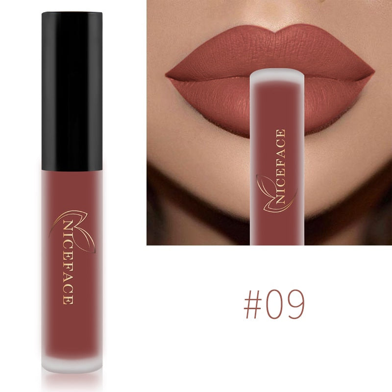 NICEFACE Lip Gloss Nude Matte Liquid Lipstick Long Lasting Lipgloss Waterproof Lip Glace Black Lipstick Lip Tint Free Shipping