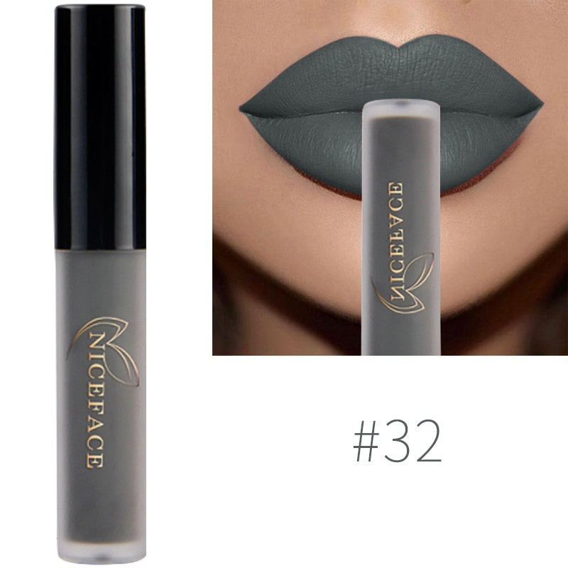 NICEFACE Lip Gloss Nude Matte Liquid Lipstick Long Lasting Lipgloss Waterproof Lip Glace Black Lipstick Lip Tint Free Shipping