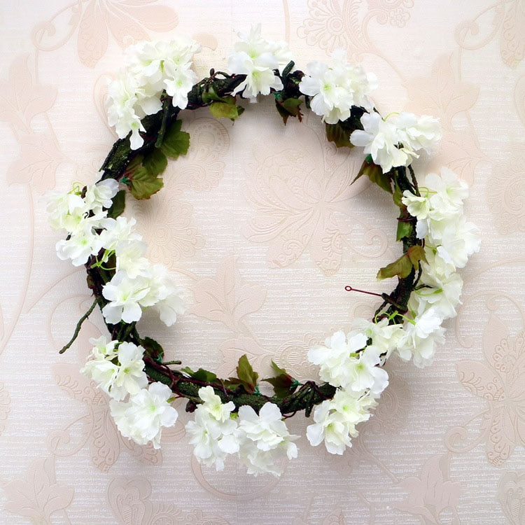 230cm Silk Sakura Cherry Blossom Vine Lvy Wedding Arch Decoration Layout Home Party Rattan Wall Hanging Garland Wreath Slingers