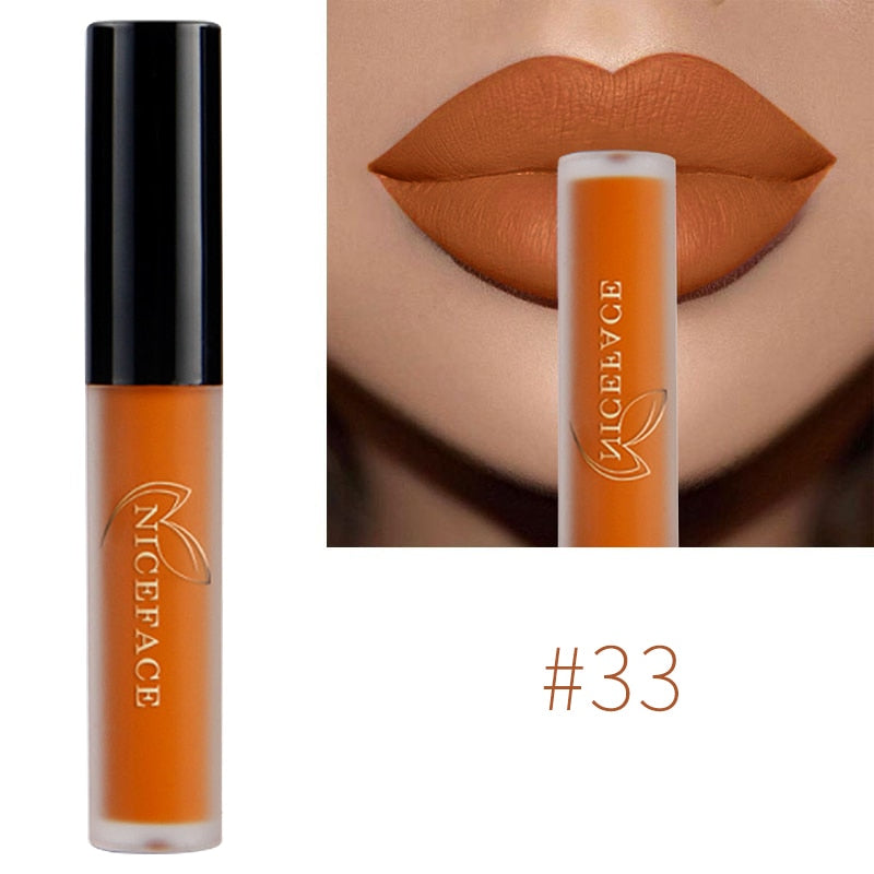 NICEFACE Lip Gloss Nude Matte Liquid Lipstick Long Lasting Lipgloss Waterproof Lip Glace Black Lipstick Lip Tint Free Shipping