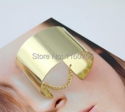 KMVEXO 2020 Fashion Metallic Gold Color Chained Wide Bracelets Bangles for Women Men Jewelry Cuff Bracelets