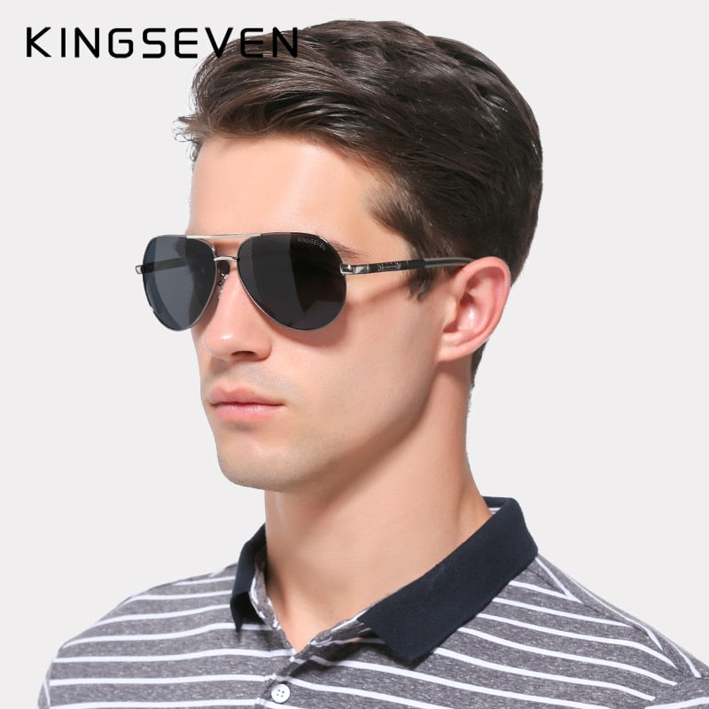 KINGSEVEN Brand Men&#39;s Aluminum Magnesium Sun Glasses Polarized UV400 Sun Glasses oculos Male Eyewear Sunglasses For Men N725